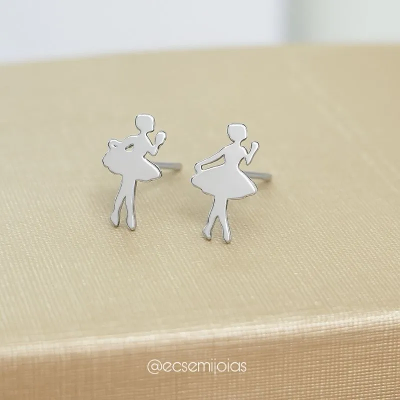 Brinco de bailarina lisa - 10mm altura - aço inoxidável