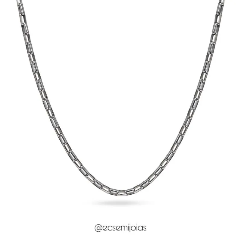 Colar masculino de elo cartier 4mm - 60cm - aço inoxidável