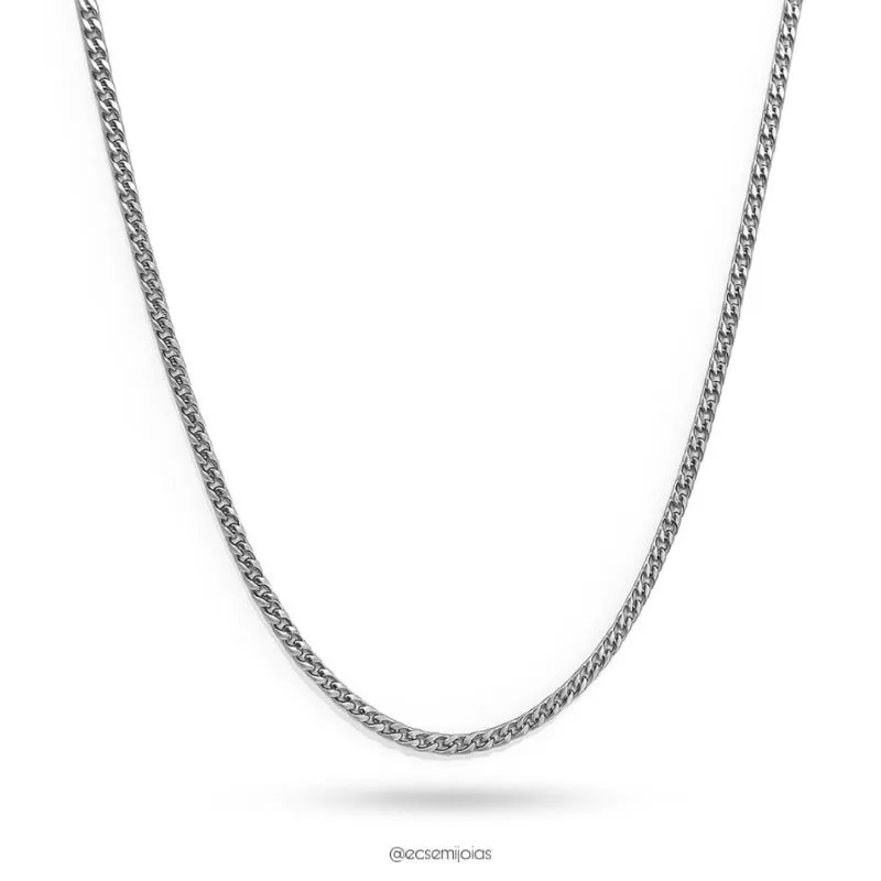 Colar masculino de elo grumet 3mm - 60cm - aço inoxidável