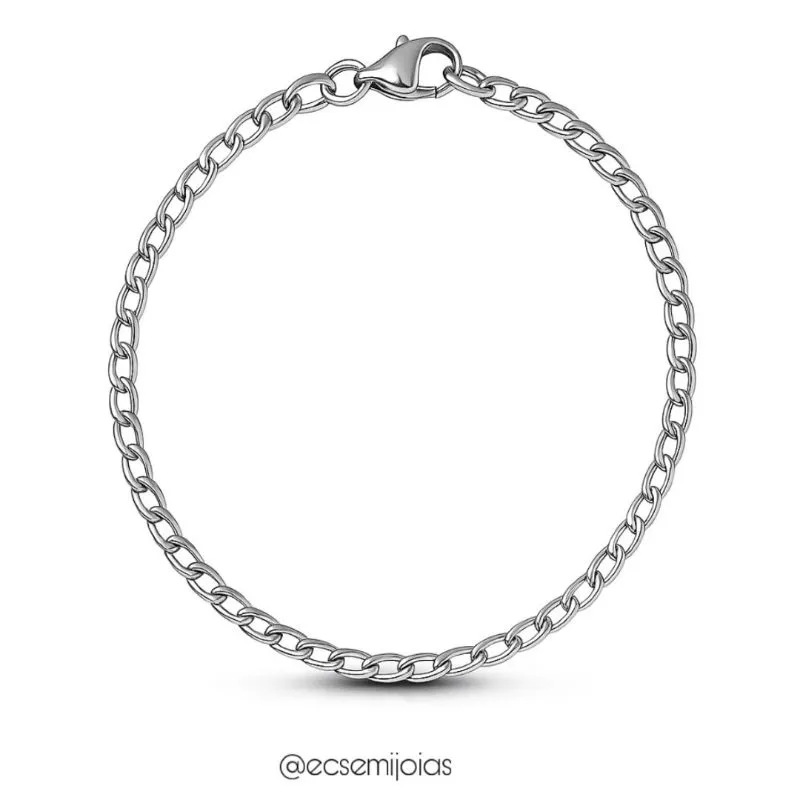 Pulseira masculina elo grumet 3mm - 19cm - aço inoxidável