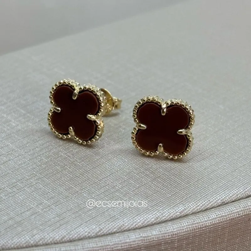 Brinco de trevo 11mm - banhado a ouro 18k