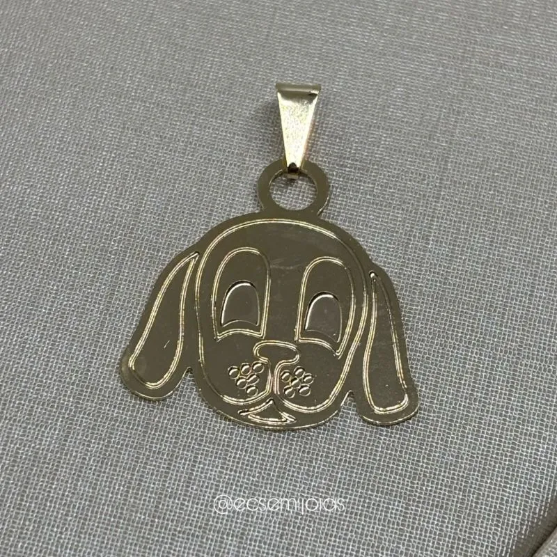 Pingente cachorro liso - 1,7x2,2cm - banhado a ouro 18k