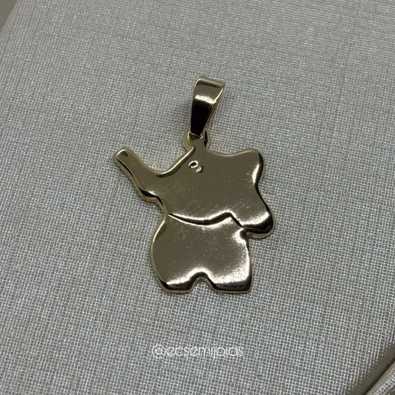 Pingente de elefante liso - 1,7cm - banhado a ouro 18k
