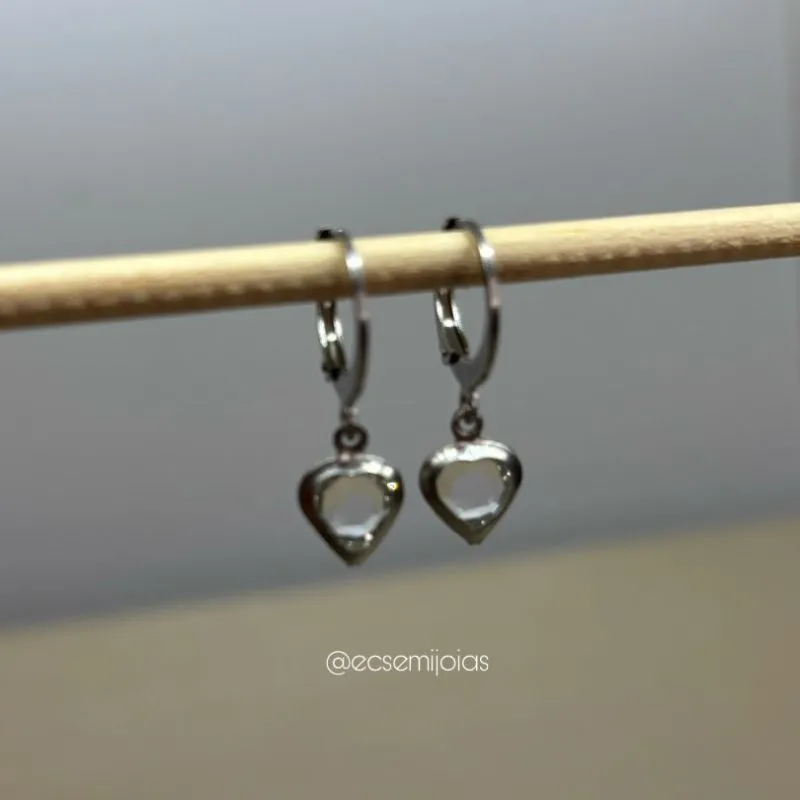 Argola tranqueta com coração 6mm - aço inoxidável