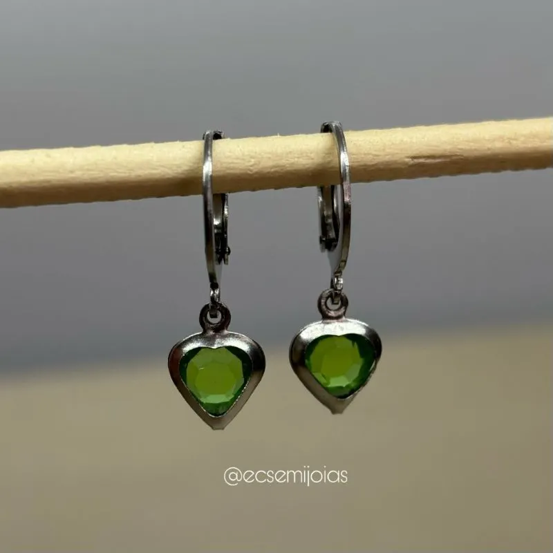 Argola tranqueta com coração 6mm - aço inoxidável