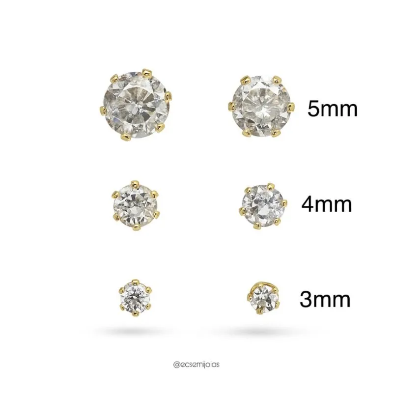 Brinco ponto de luz 5mm (G) - banhado a ouro 18k