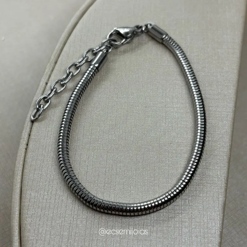 Pulseira rabo de rato 3mm -17cm + extensor - aço inoxidável