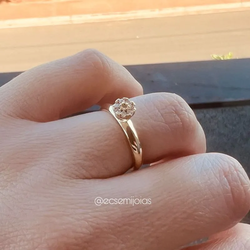 Anel chuveirinho cravejado - banhado a ouro 18k