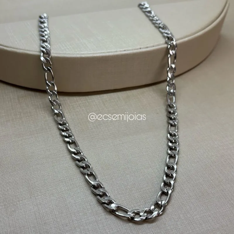 Colar masculino 3x1 de 7mm - 60cm - aço inoxidável
