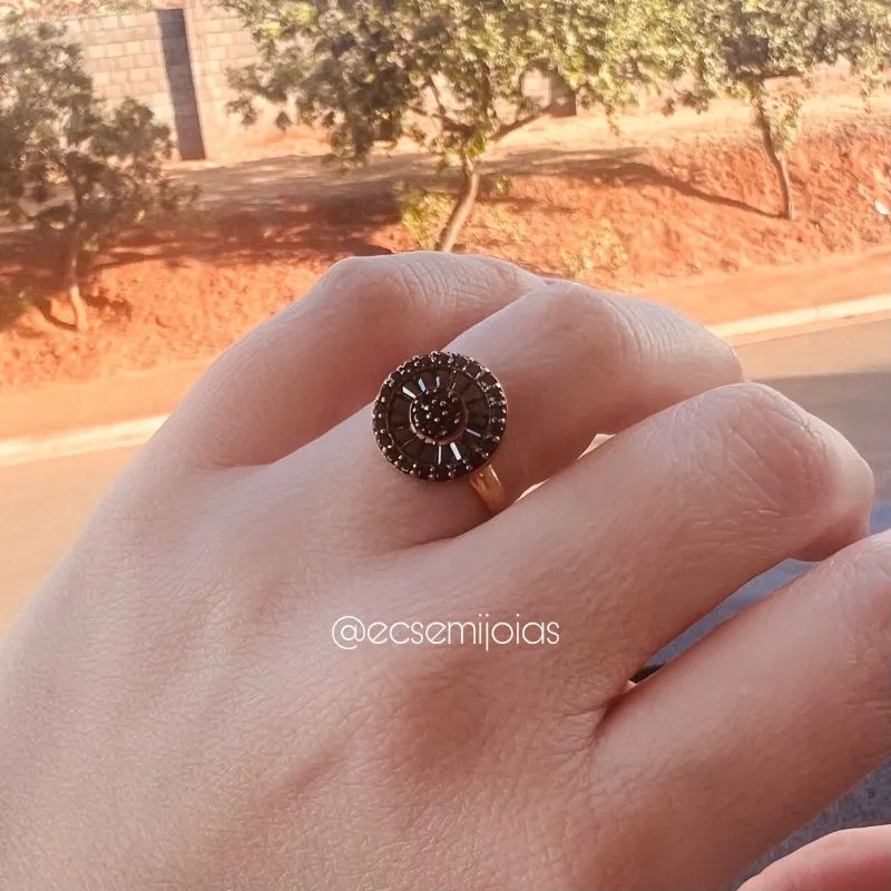 Anel pizza 16mm aro fino - banhado a ouro 18k