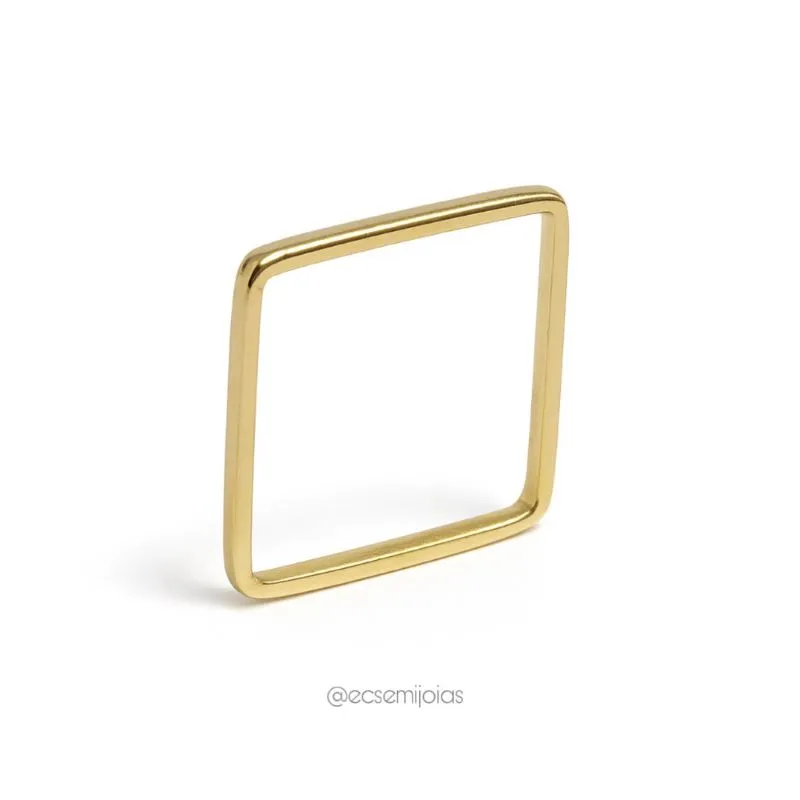 Anel quadrado liso fino - 2mm espessura - banhado a ouro 18k