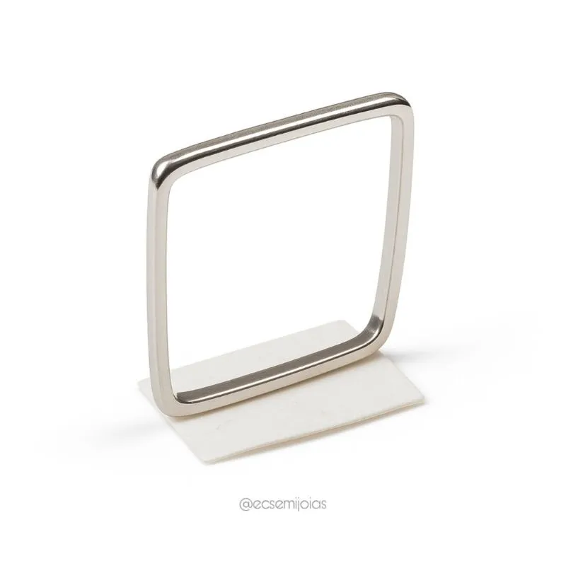 Anel quadrado liso fino - 2mm espessura - banhado a ródio branco