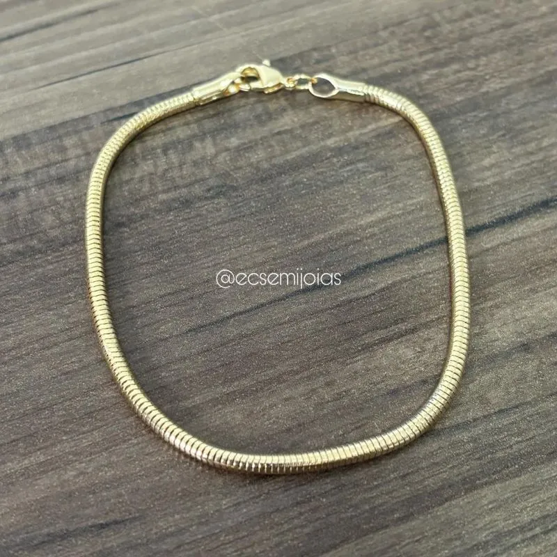 Pulseira rabo de rato 2,5mm - 19cm - banhado a ouro 18k